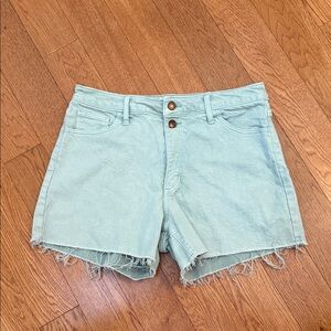 Women's Light Green Denim Shorts